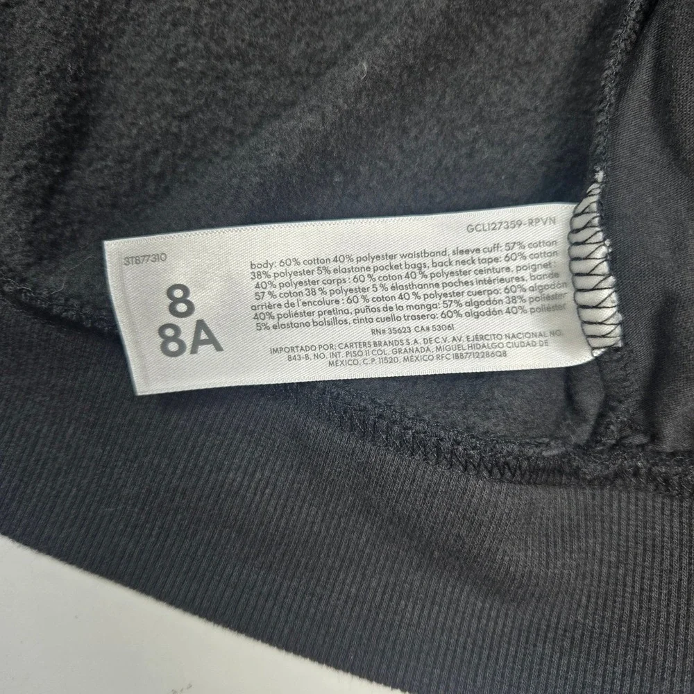 OshKosh Bgosh Kids Black Full Zip Hoodie Sweatshirt Size 8 8A Solid sweater Soft